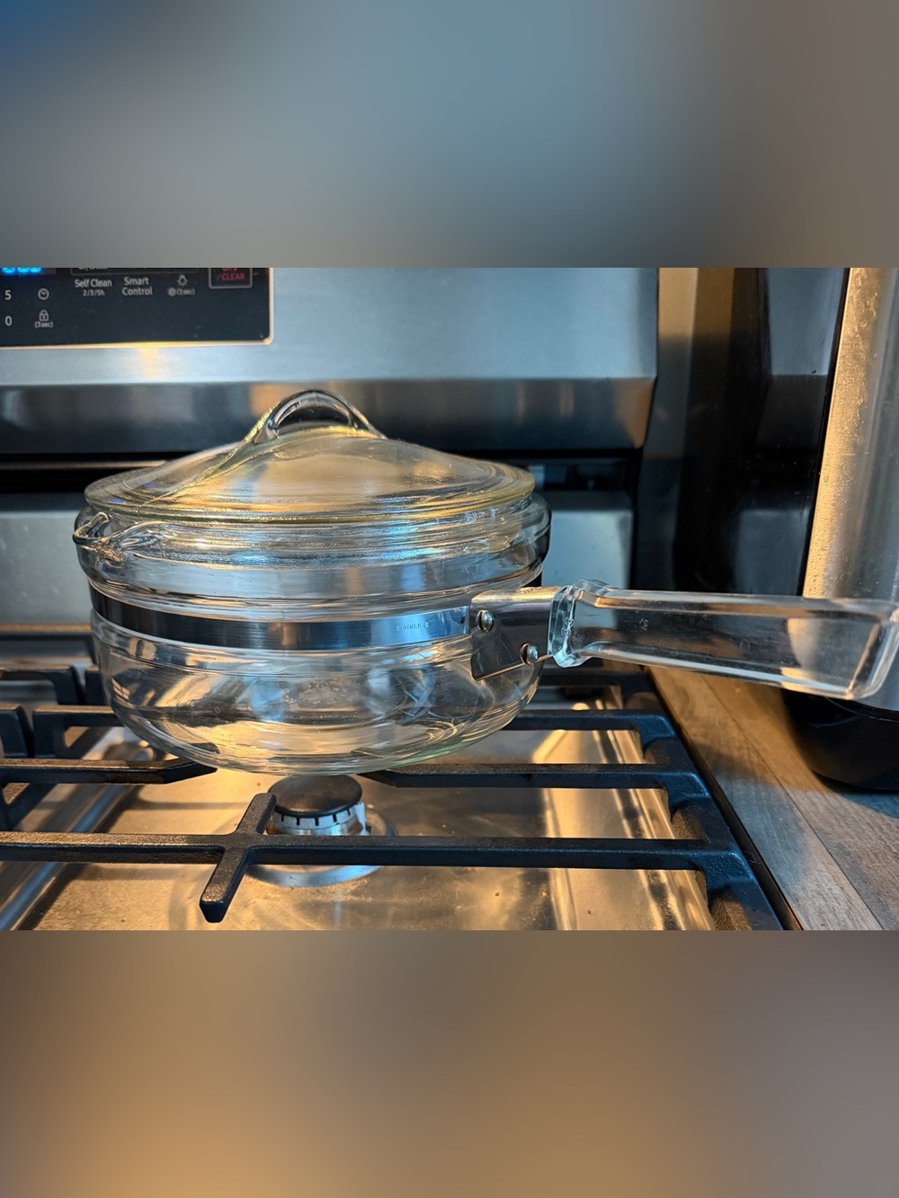 Pyrex Flameware Glass Saucepan with Lid and Handle